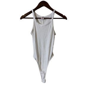 Re/Done x Hanes White Ribbed Sleeveless Cotton Bodysuit size S